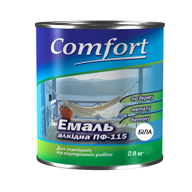 Емаль алкідна COMFORT ПФ-115, глянець білий, 2,8кг